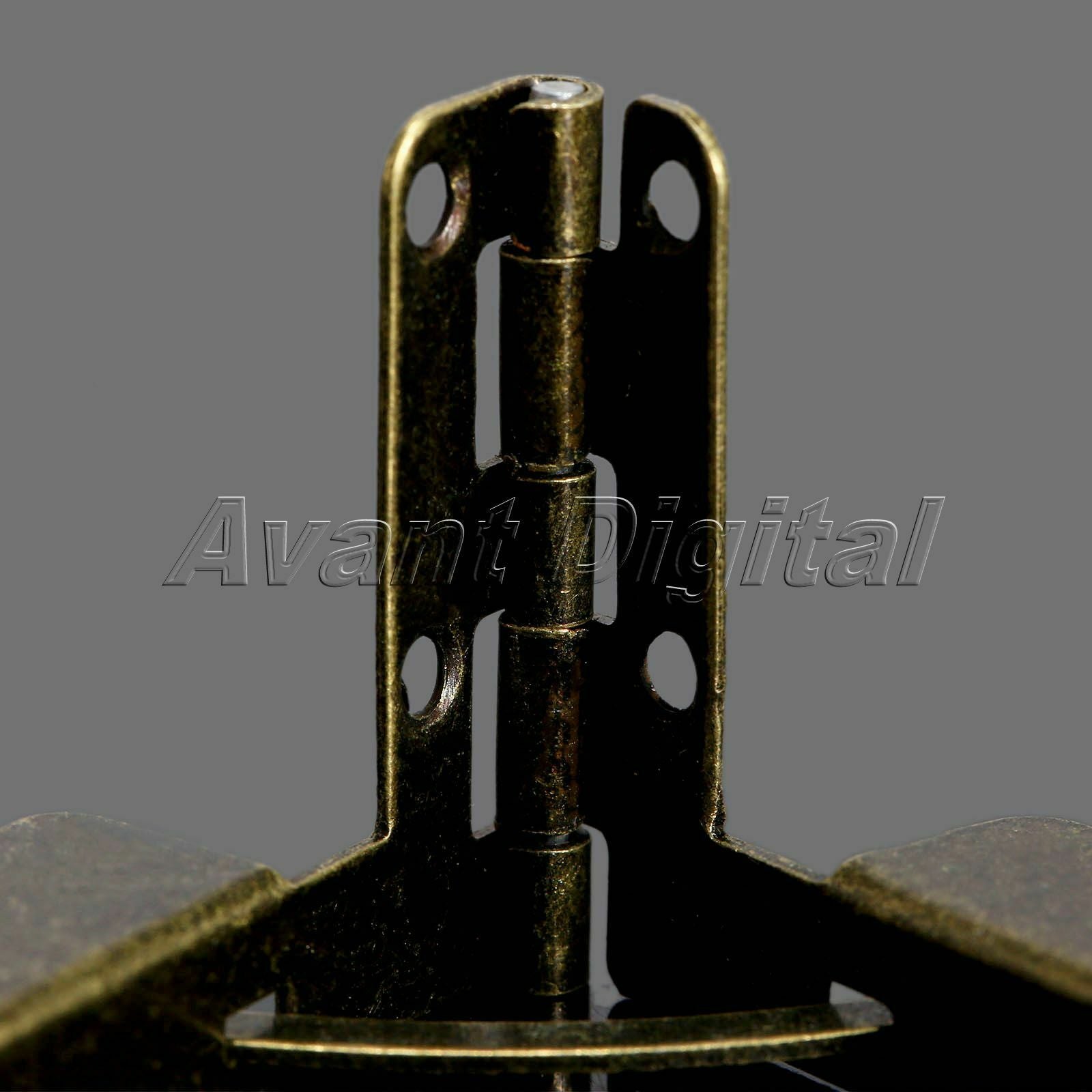 12Pcs Mini Hinges Chests Jewelry Wine Gift Box Lid L 90° Support Spring Hardware