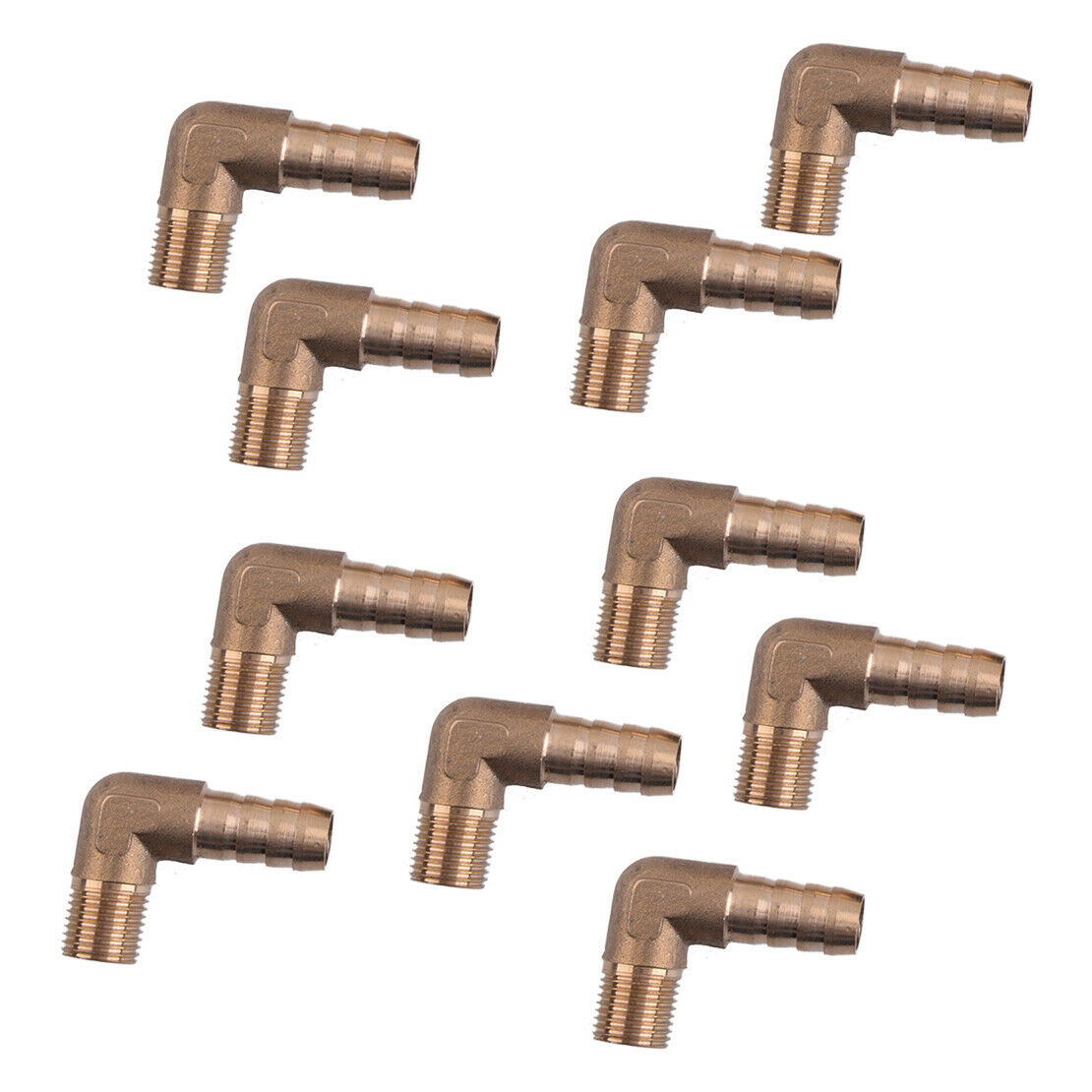 10pcs 1/8" NPT Brass Barb Fitting Male Elbow 90 Degree 5/16" Hose ID New