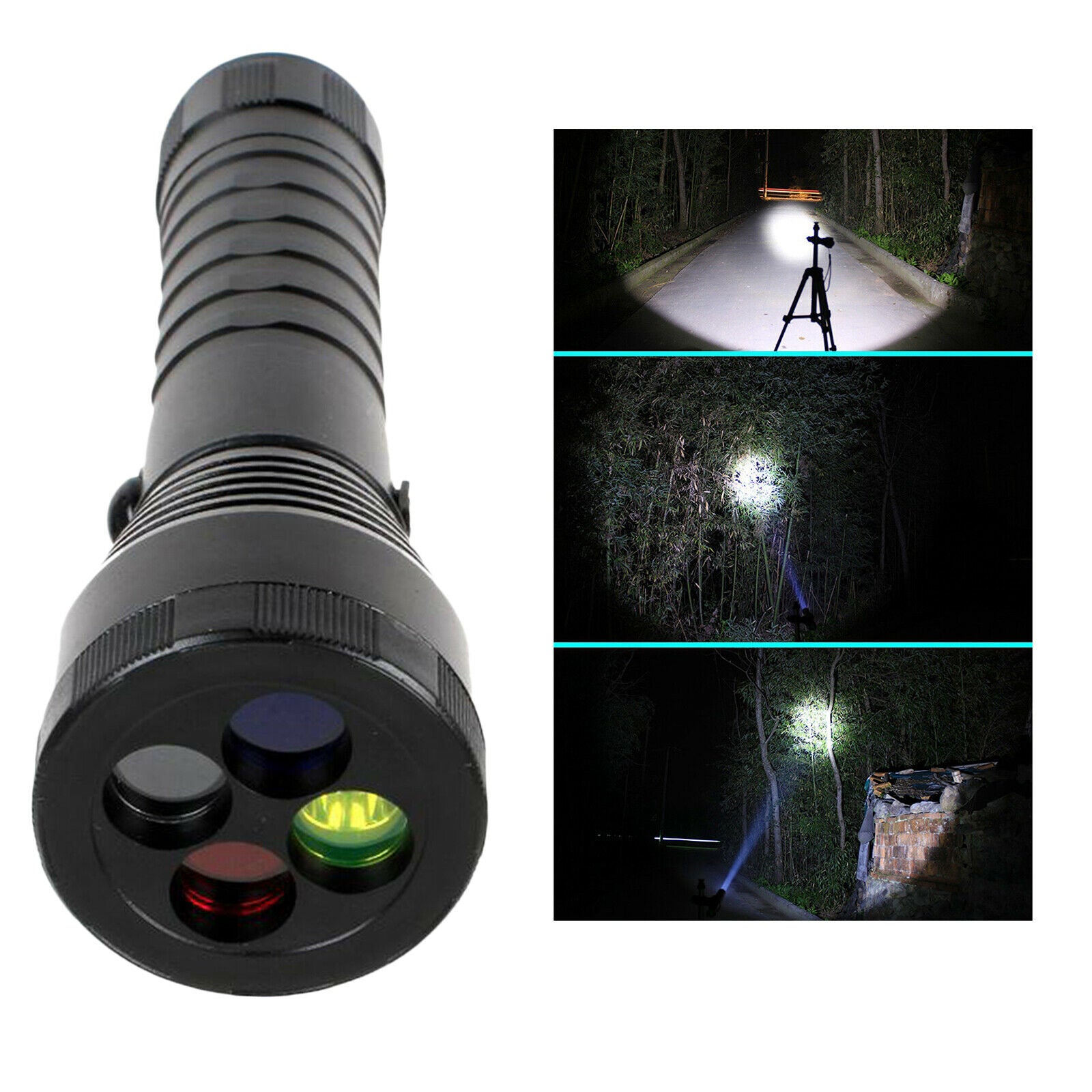 Red Yellow Blue White Light LED Flashlight Outdoor Handheld    Torch Signal