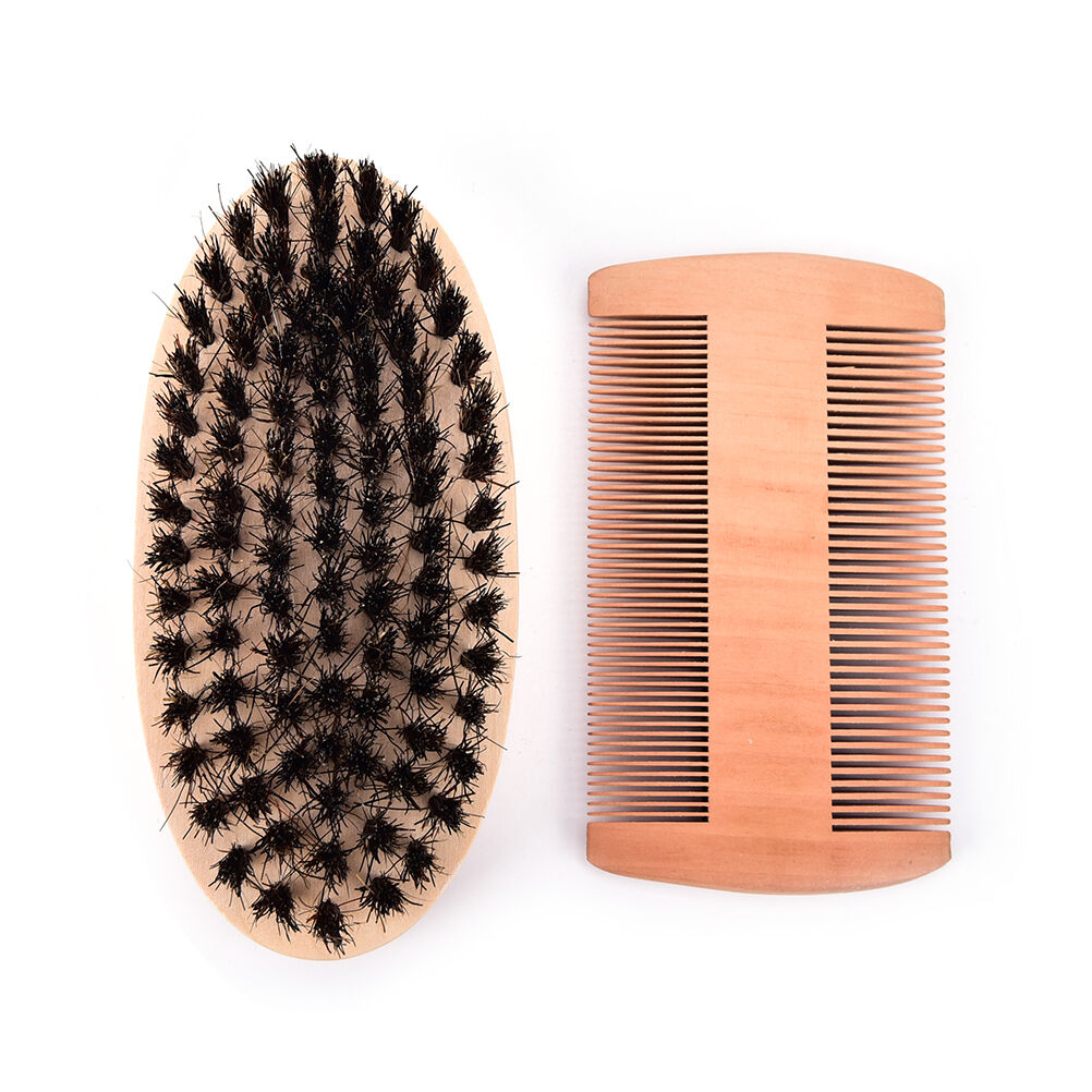 Wholesale Boar Bristle Beard Brush and Comb, Beard Comb Kit Mens Grooming EBB SJ