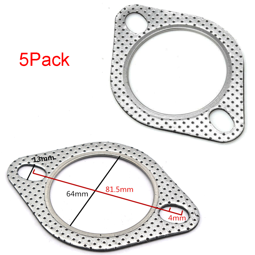 5pcs 2.5" 2-Bolt High Temp Exhaust Gaskets Turbo Manifold Header Downpipe Flange