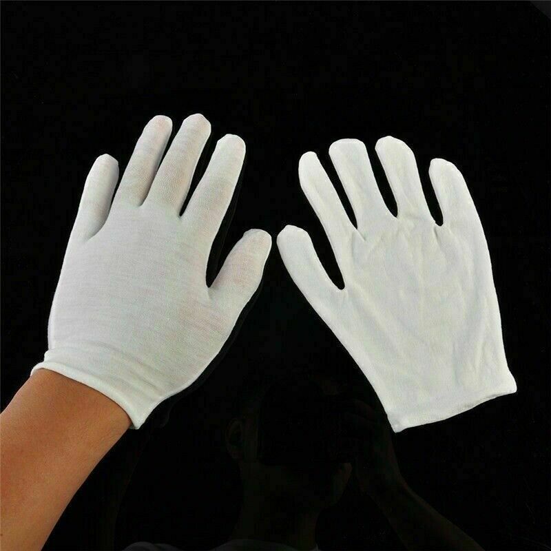 12 Pairs Cotton White Gloves for Inspection Work High Stretch Unisex NR9