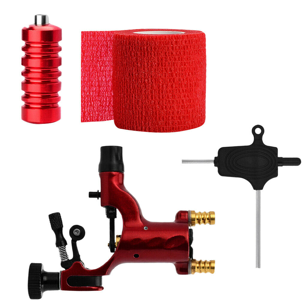 Tattoo Machine Set Rotary Dragonfly Handle Grip with Backstem Equipment Red