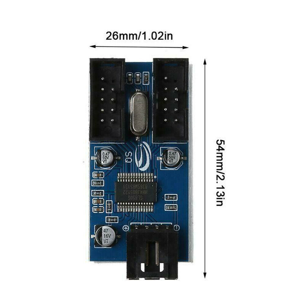 Motherboard USB 9Pin Header Splitter 1 to 2 Extension Cable 9-Pin HUB Connector