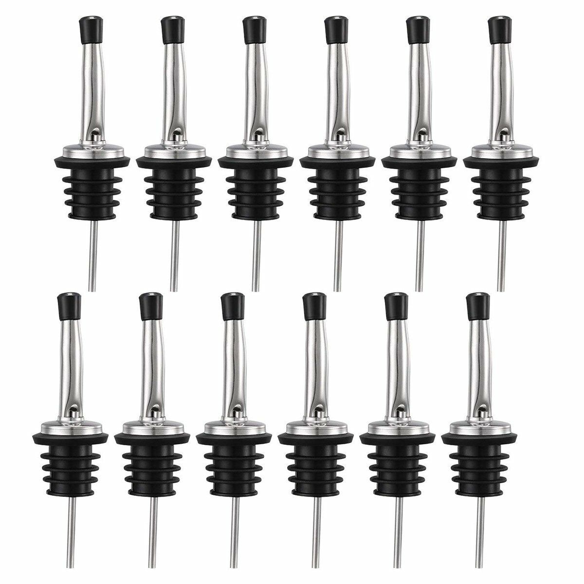 12Pcs Bottle Caps Pourers Stoppers Bar Wine Alcohol Liquor Whiskey Rubber Spout