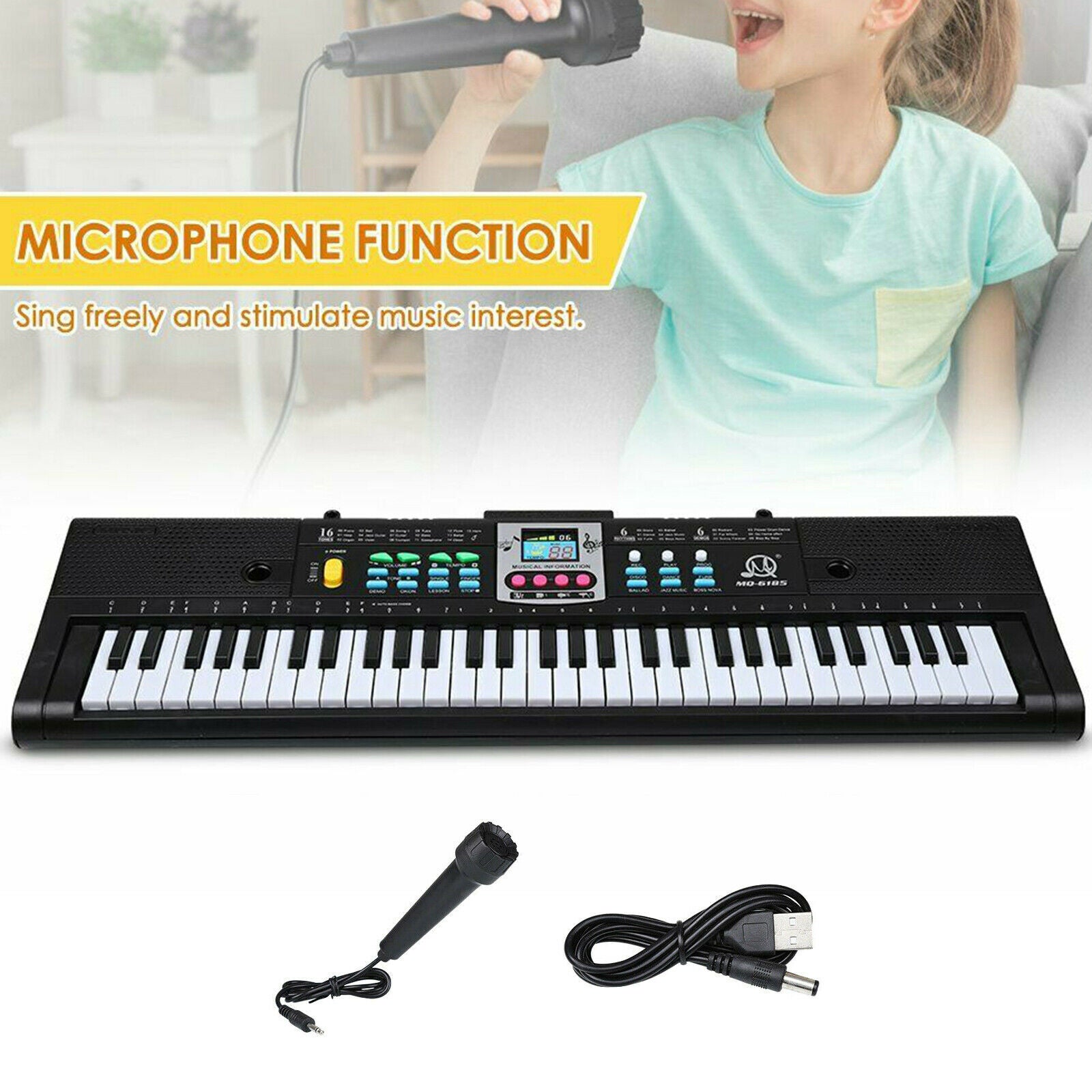 61 Key Music Electronic Keyboard Digital Piano Organ with Microphone Kids Toys