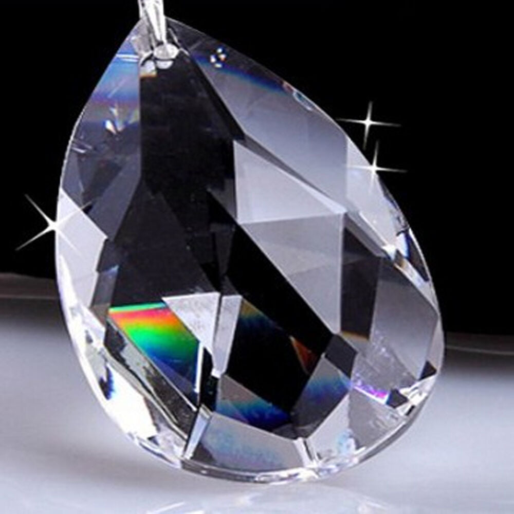 10Pcs Clear Crystal Glass Beads Pendant Drops Chandelier Hanging DÃ©cor Supplies