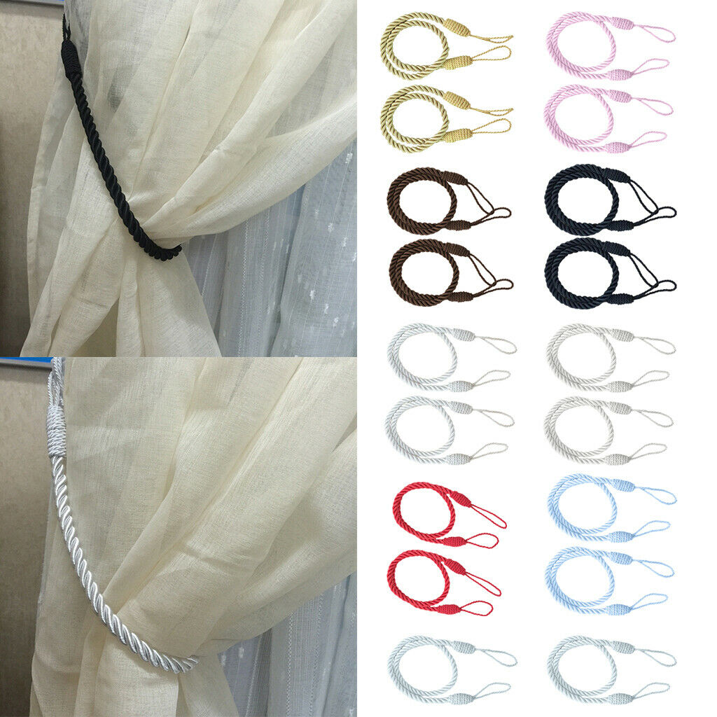 4 PCS  Rope Curtain Drape Tiebacks Tassel Living Room Bedroom White 1