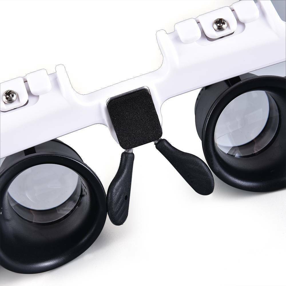 8x15x23x Double Eye Jewelry Watch Repair Tool Magnifier Loupe Glasses &LED Light