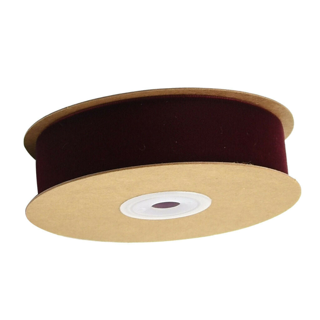 Burgundy 25mm/1'' 5 Yards Velvet Ribbon Roll for Crafts Headband Clips Bows