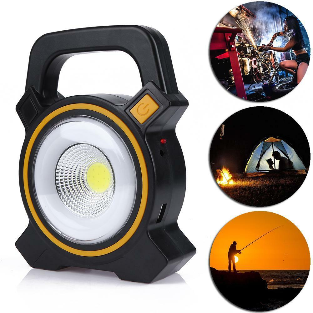 Portable Solar Charge COB LED Work Light Flood Truck Boat Bar Camping Tent Lamp