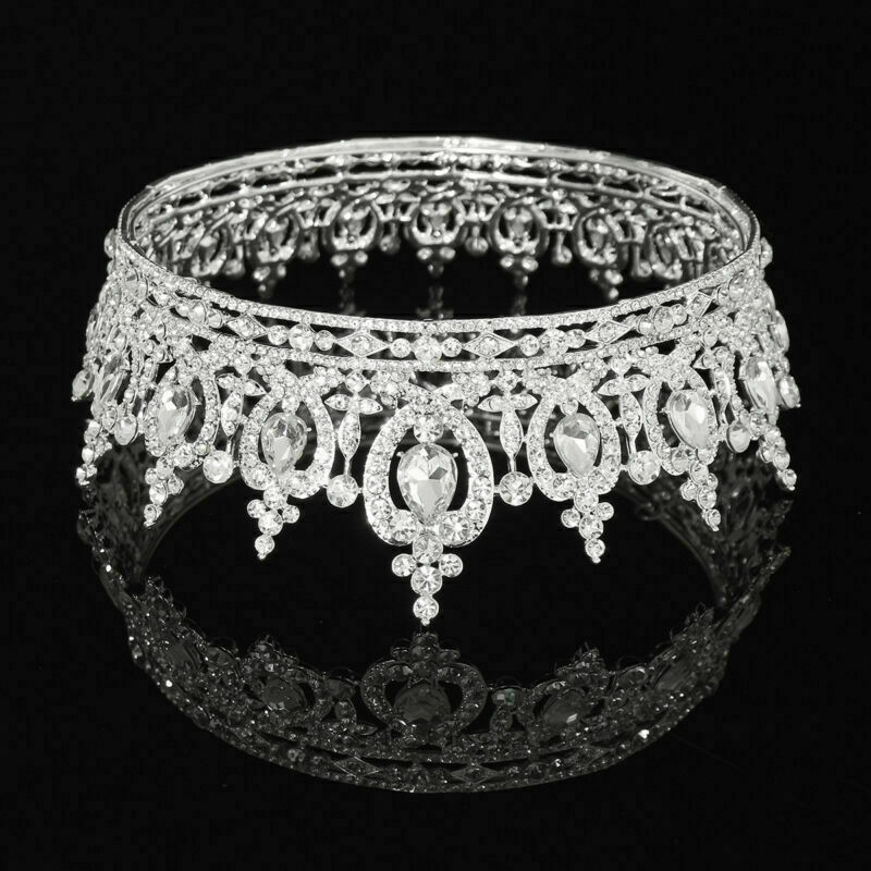 Luxury Sweety Full Round Crystal Queen Crown Bridal Rhinestone Tiara