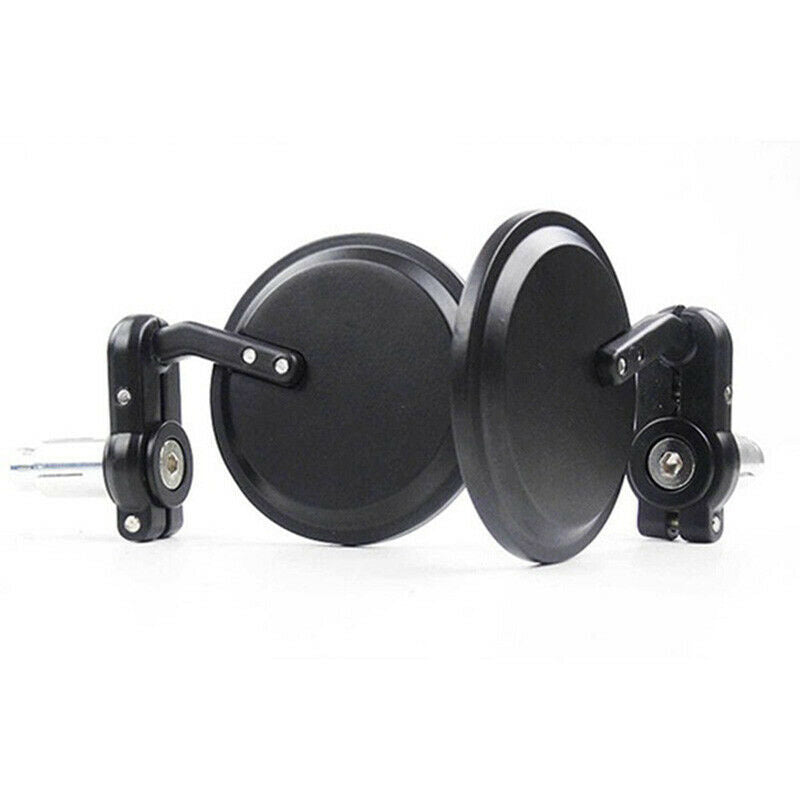 Black Motorcycle Round 7/8" Bar End Rearview Side Mirrors For Bobber Cafe Ra.DD
