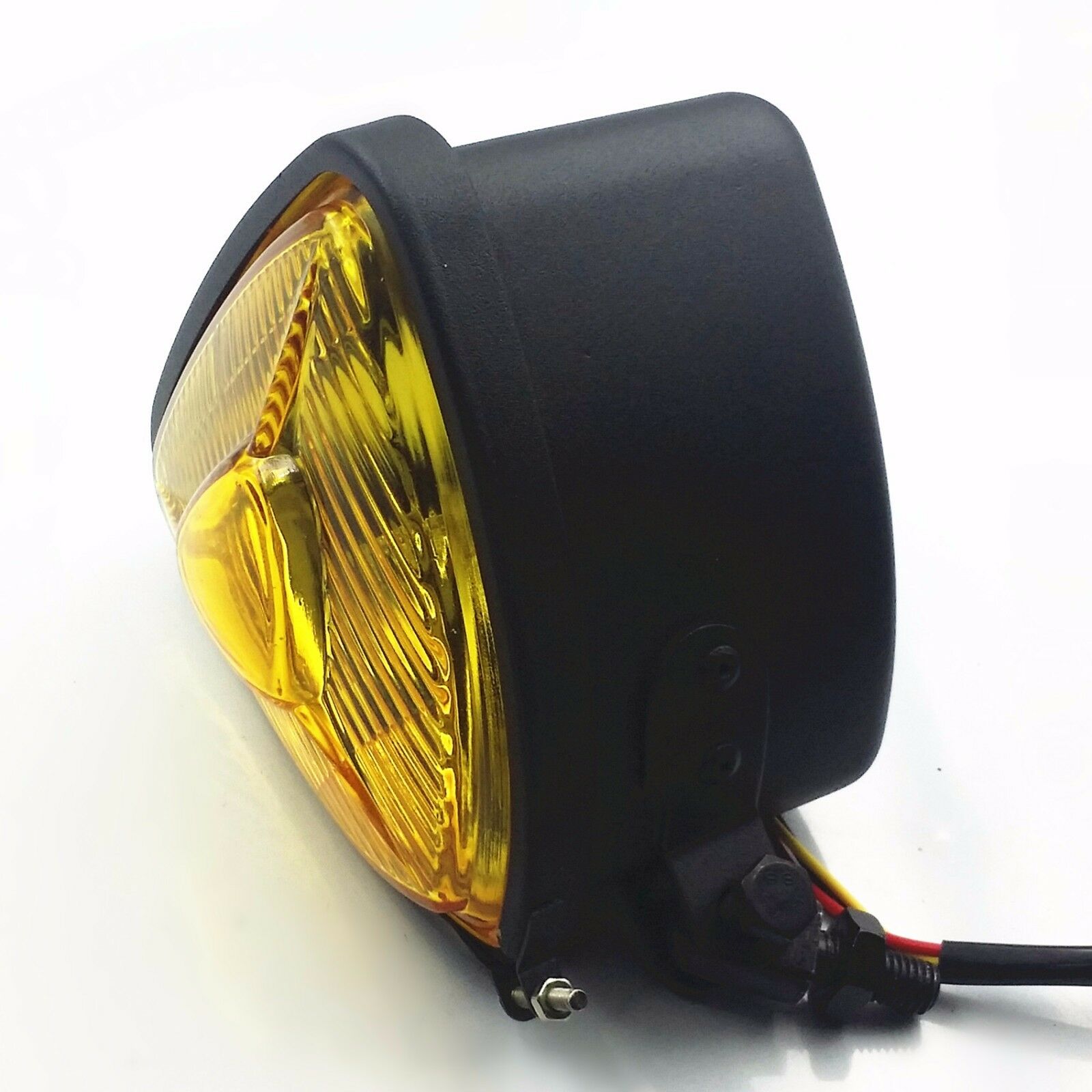 Black Triangle Motorbike Headlight Cafe Racer Street  Rat Bike Cruiser