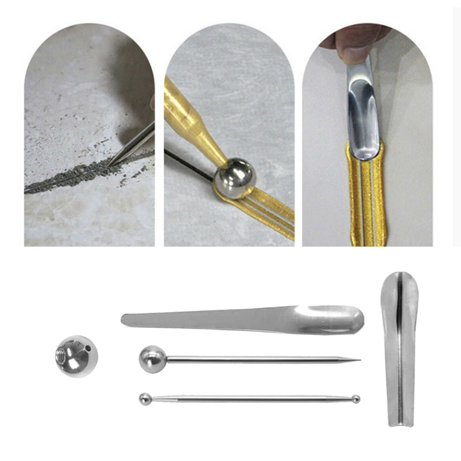 5x Tile Grout Corner Scraper Press Ball Household Caulk Repair Tools Set