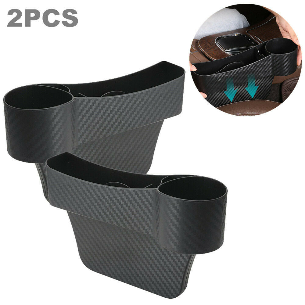 2PCS Car Driver Seat Side Storage Box Catch Organizer Pocket Holder Carbon Color