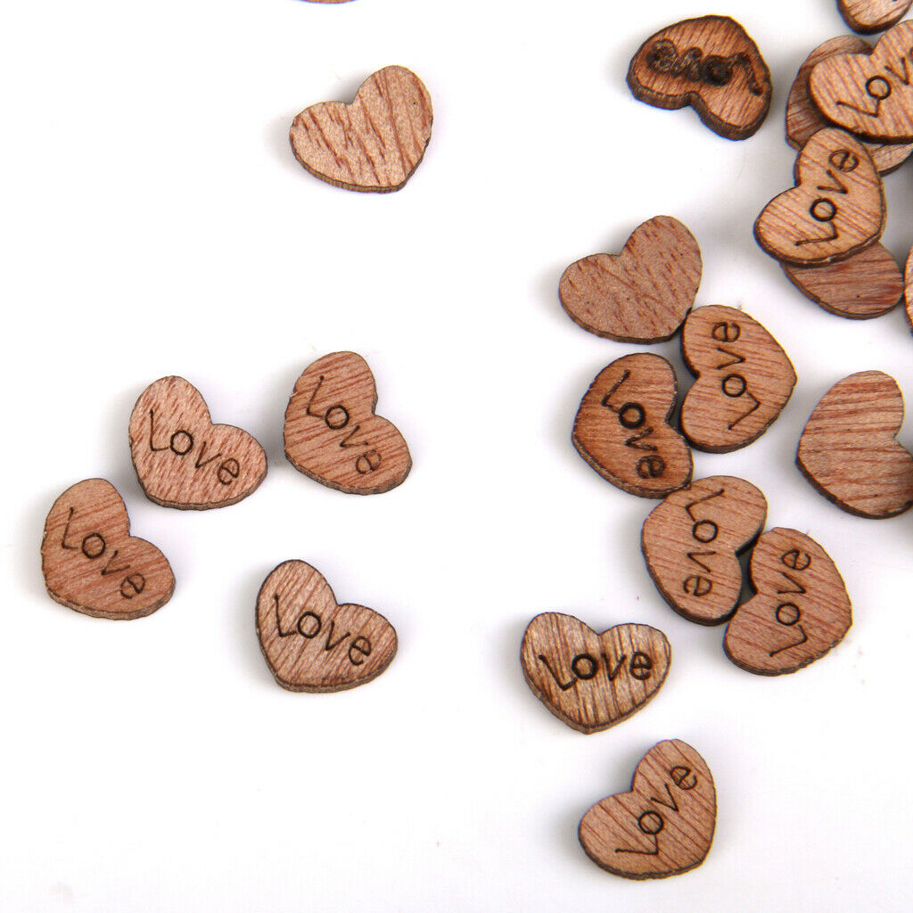 100pcs natural wood heart embellishments 12x2mm scrapbooking