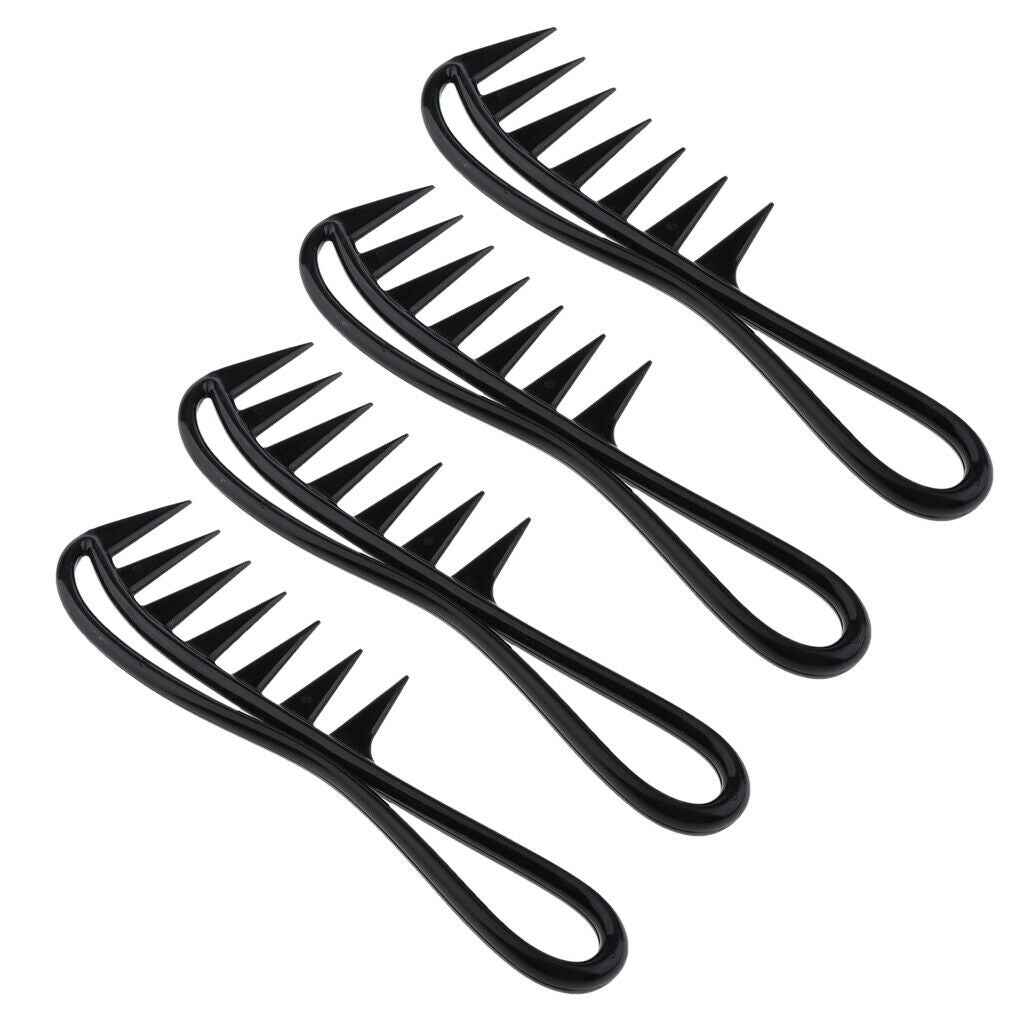 Pack of 4 Plastic Hair Combs Shark-Tooth Salon Barber Shampoo Comb Black