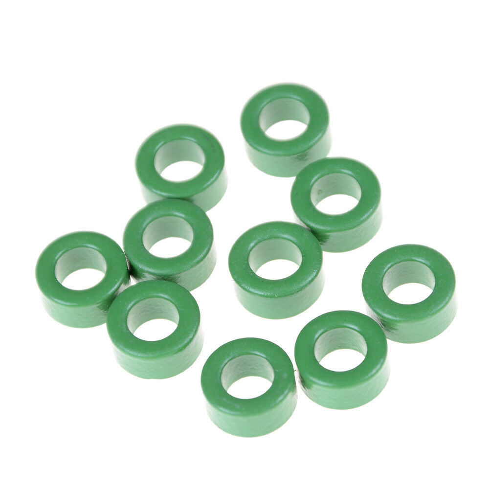 10x Inductor Coils Green Toroid Ferrite Cores Anti-interference 10mm*6mm*5mmBDAU