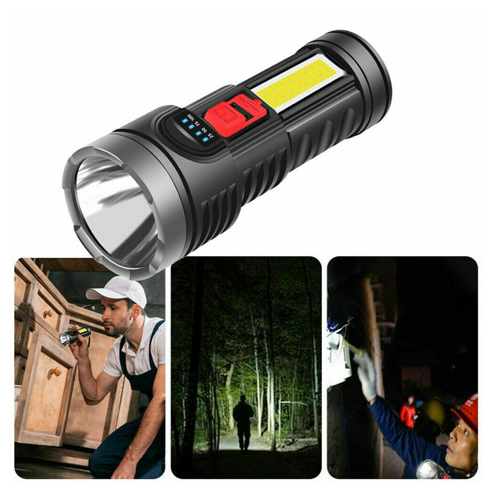 LED Torch Flashlight USB Cycling Mountain Bike Bicycle Lamp Portable Kit