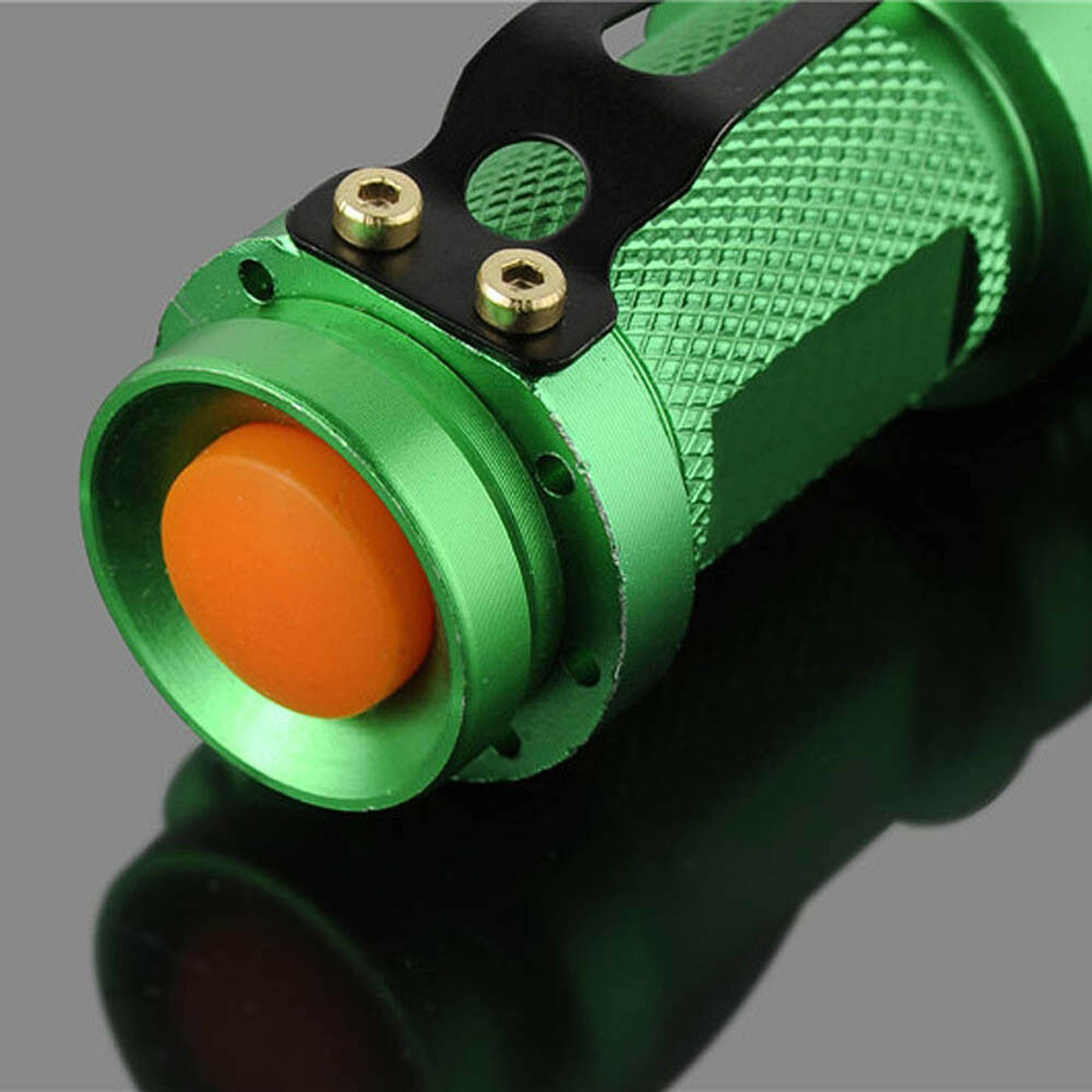 Portable Mini Q5 LED Zoomable 1200LM 3.7-4.2V Flashlight Torch Light Green