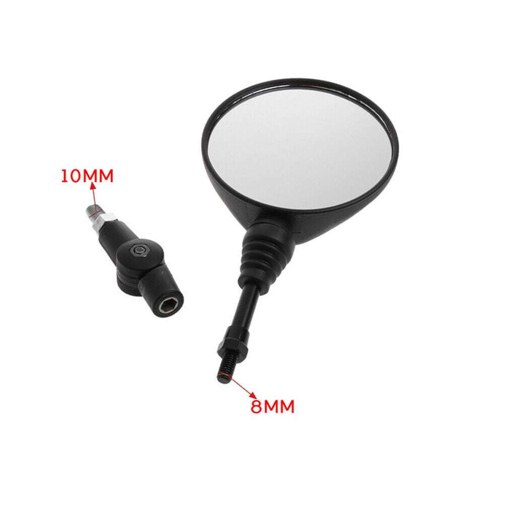 2 Pair Black Rero Foldable Motorcycle Mirror 10/8mm Thread 180°Adjustable