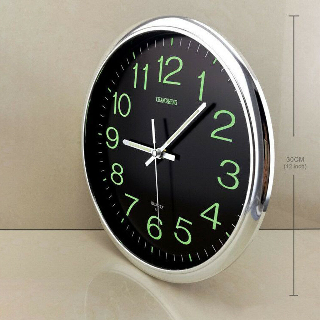 Modern Large Round Luminous Wall Clock with Night Light Silent Decoration