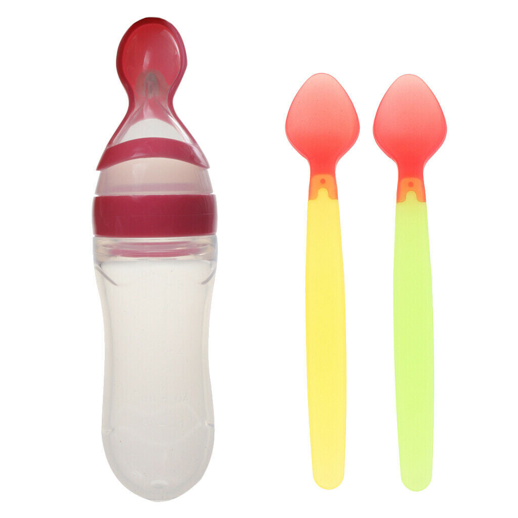 Kids Baby Silicone Feeding Bottle Spoon Dispenser With  Sensitive Spoon