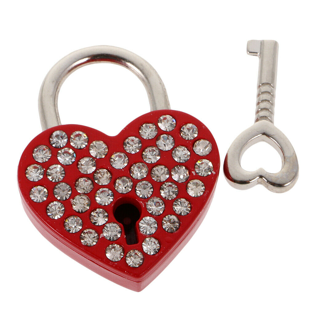 3.8cm Trunk Drawer Outside Diamante Heart Padlock Suitcase Lock Latch