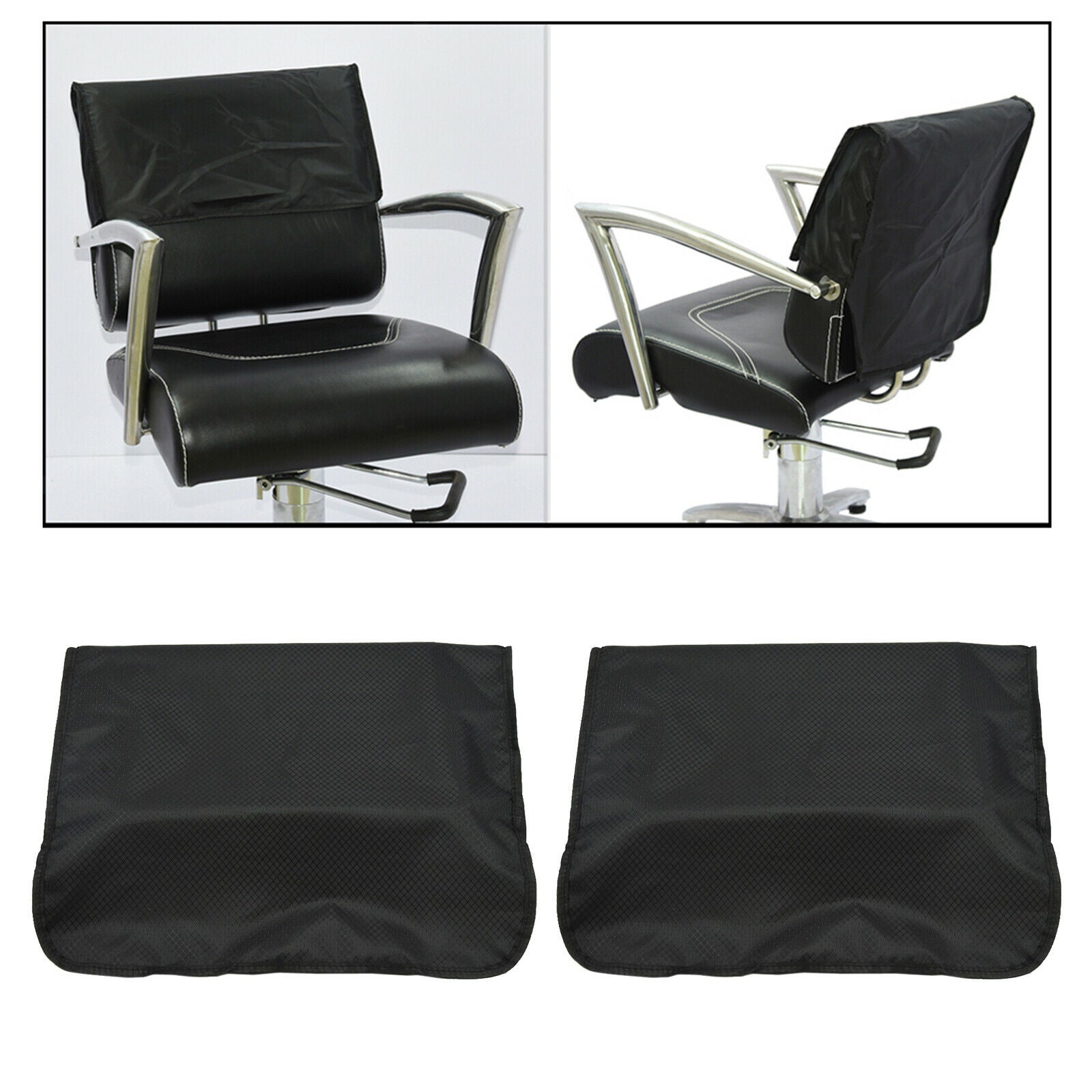 2x Hairdressing Barber Chair Back Covers Salon Spa Plastic Waterproof Black