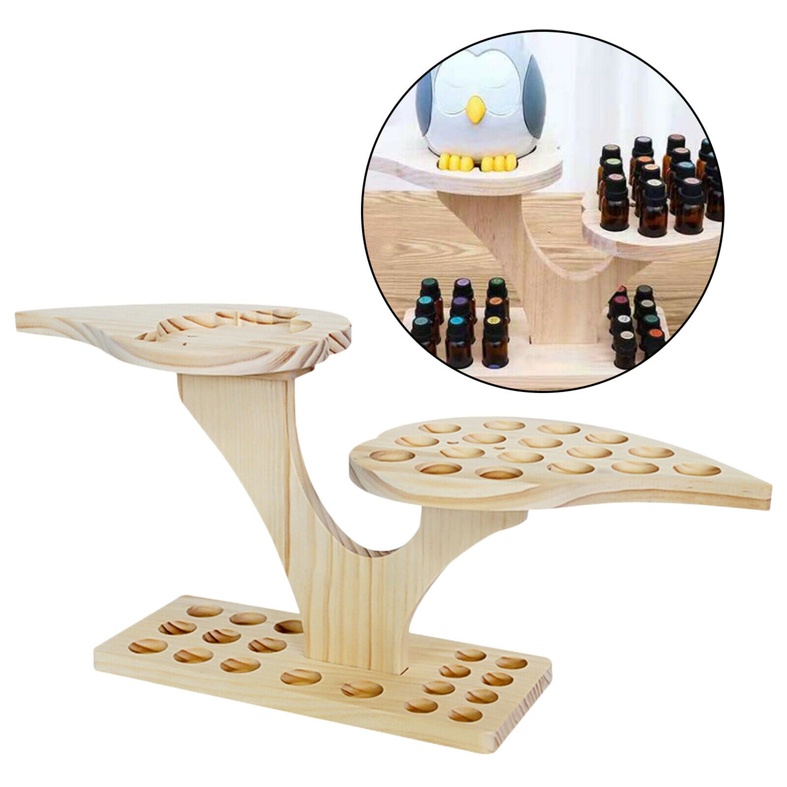36 Slots Wooden Essential Oils Stand Diffuser Holder Display Carousel Box