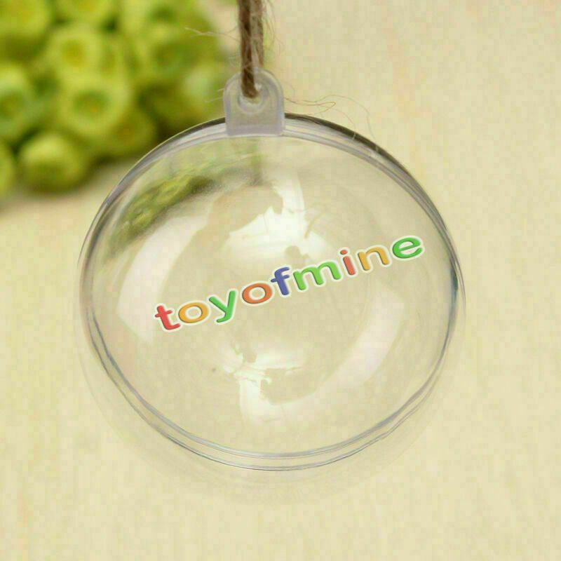 fun Plastic Round Ball Christmas Clear Bauble Ornament Gift Present Xmas Tree