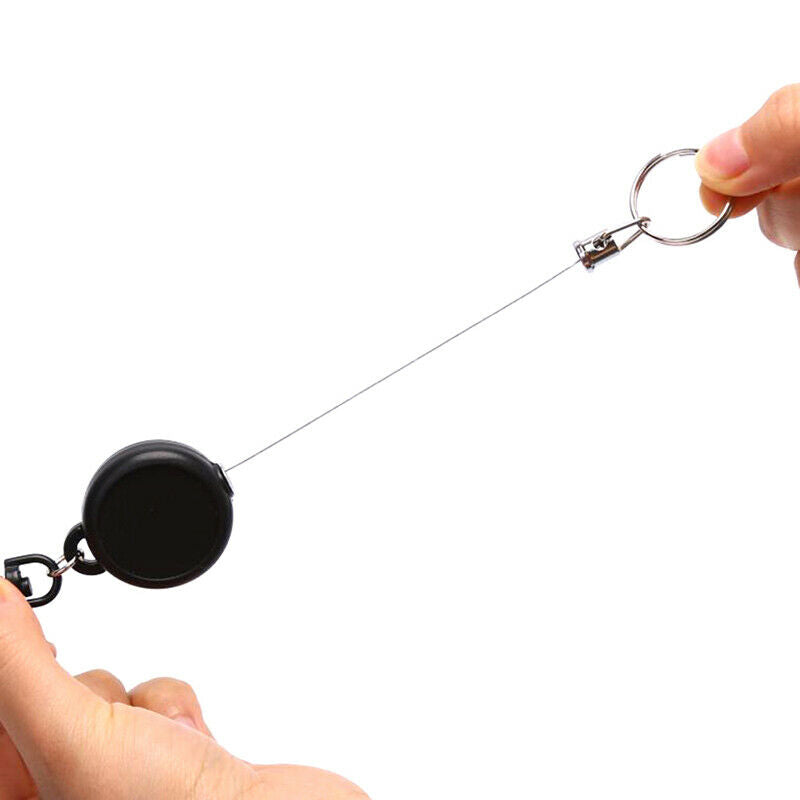 1PC Retractable Pull Key Chain Reel ID Badge Black Card Holder 60CM KeyringBDAU