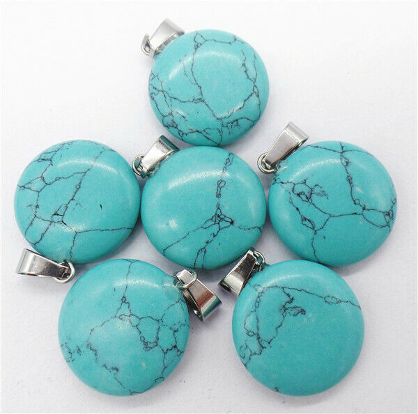 100Pcs 20x6mm Wholesale Green Turquoise Round Pendant Bead Accessories HH8268