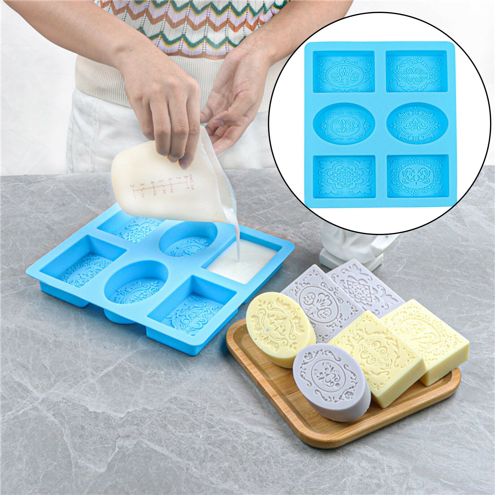 Lace Soap Molds Rectangle & Oval Silicone Molds Soap Bar Molds Ice Cube Tray