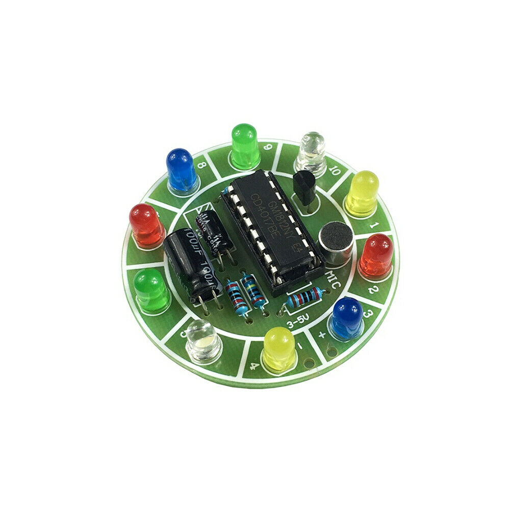 CD4017 colorful voice control flowing LED light diy kit electronic manufacturing