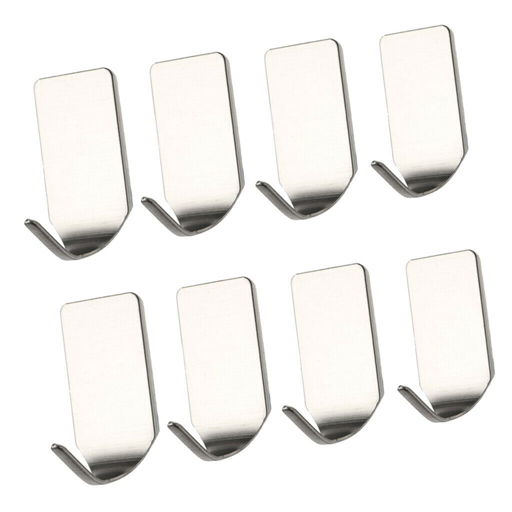 16PCS Self Adhesive Sticky Storage Hanging Hook Stainless Steel Wall