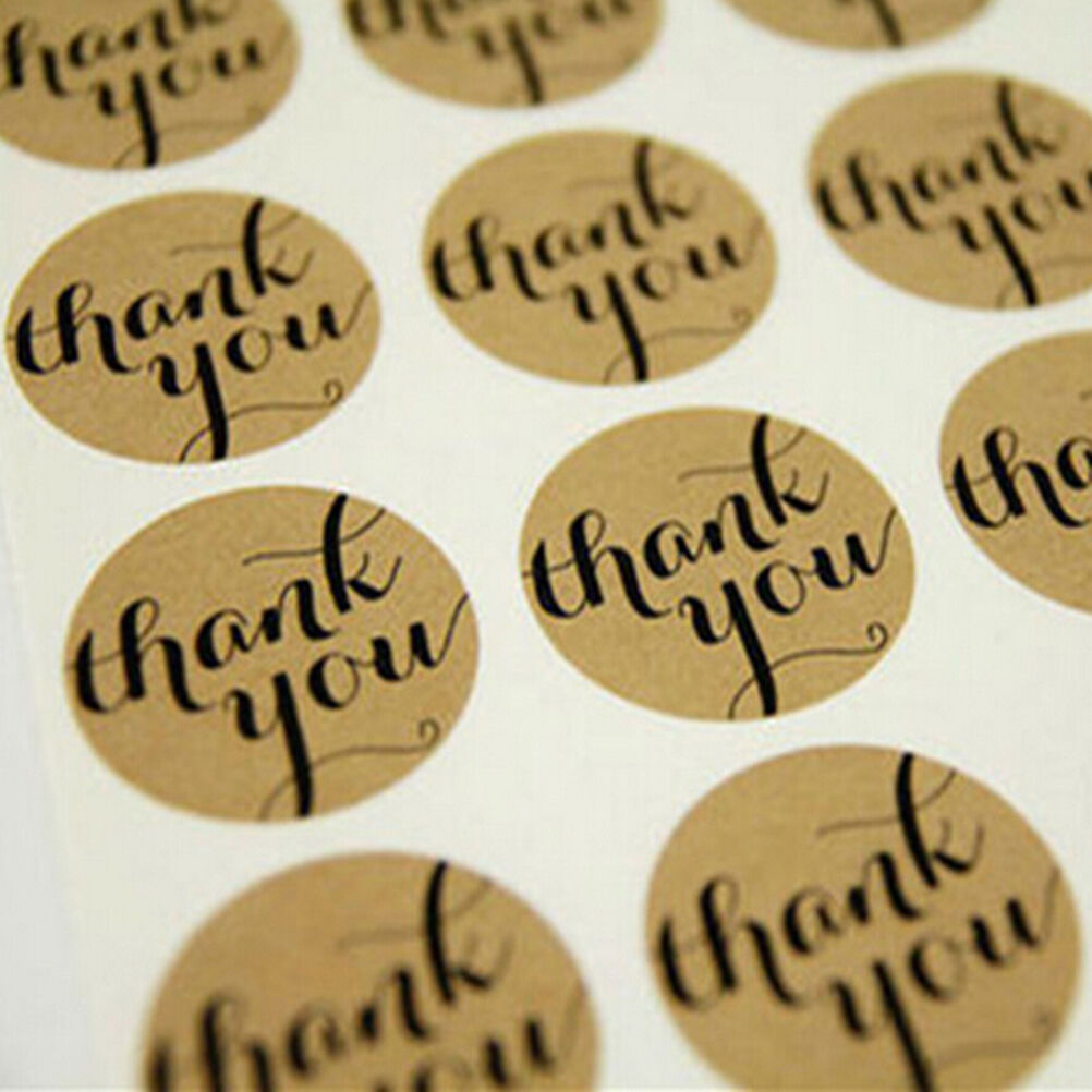 24 Pcs THANK YOU Kraft Seal Stickers Label for Wedding Favor/Envelope/Car.l8