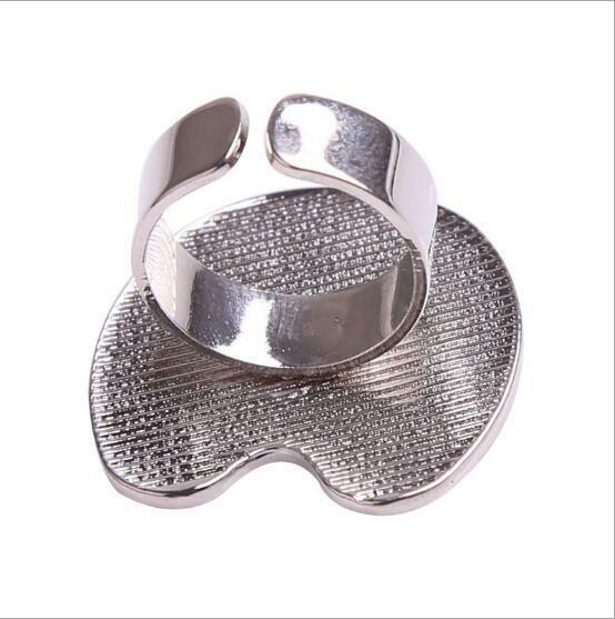 Mini stainless steel  Ring Palette Nail Plate Finger Ring Mixing Color Palette