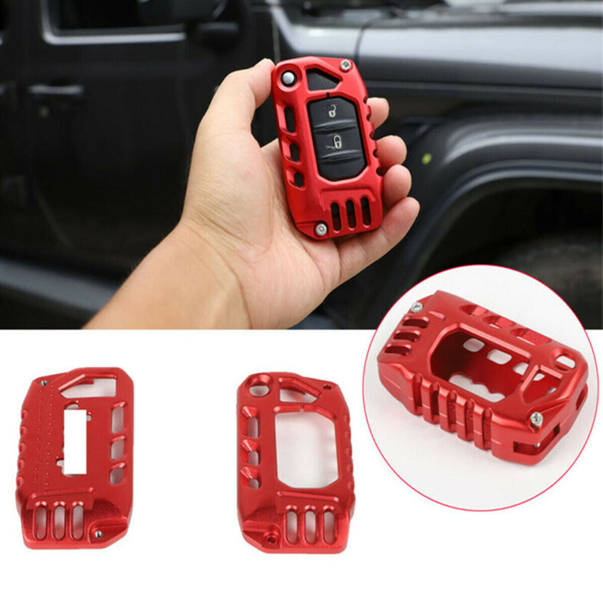 1 Piece Red Car Stylish Decoration Key Cover Case For Jeep Wrangler JL 2018-2020