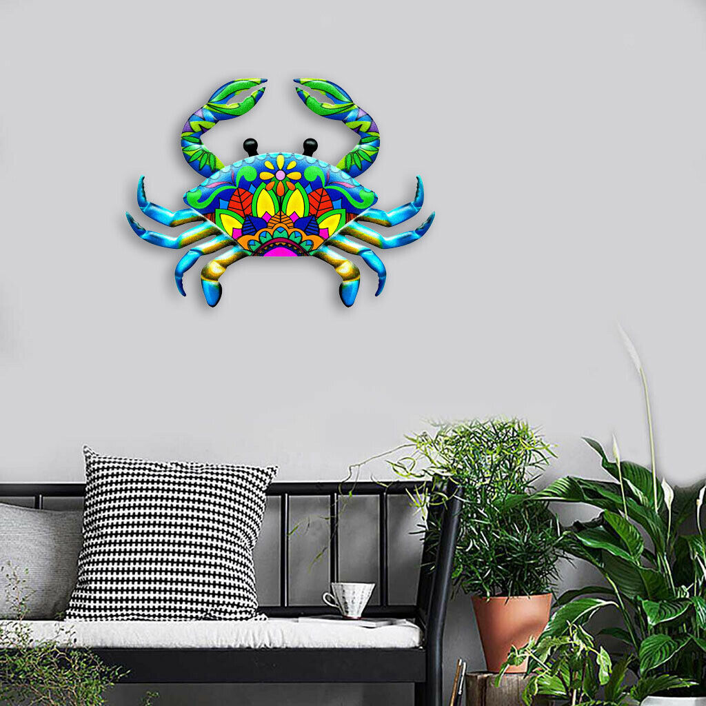 2 Metal Crab Wall Art Decor Nautical Garden Fence Yard Sculpture Decoration