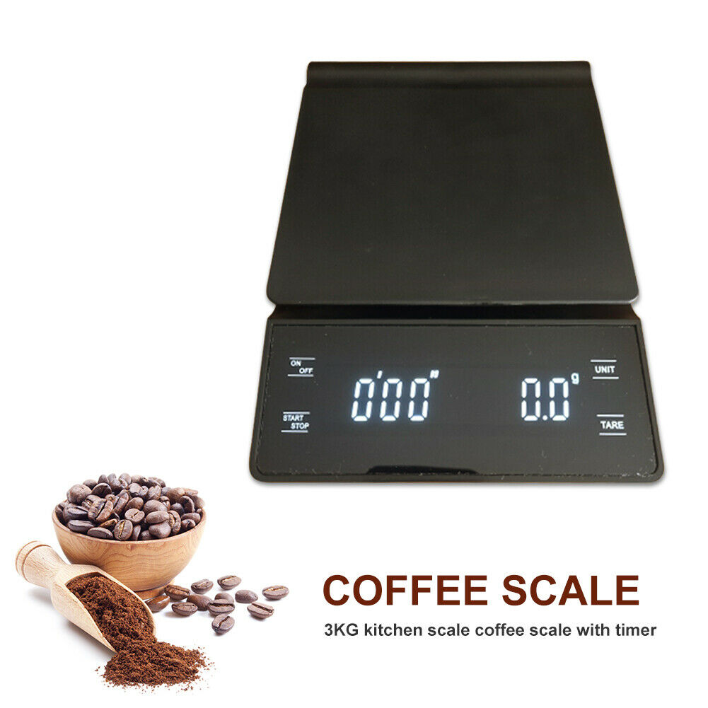 3kg 0.1g Precision Coffee Scale LCD Digital Mini Kitchen Scale with Timer @