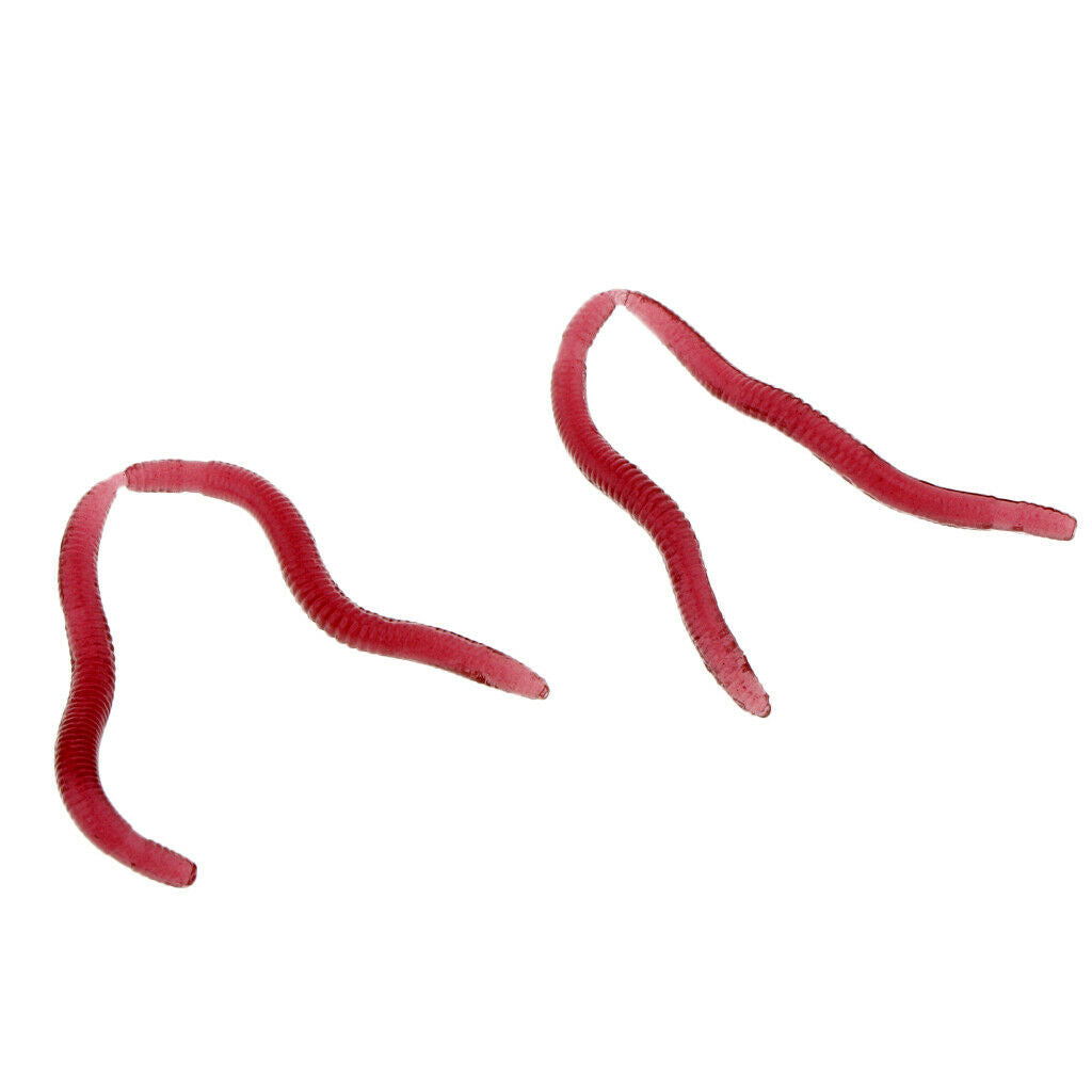 150pcs Artificial Worm Earthworm Maggot Soft Fishing Lure Hook Bait Red