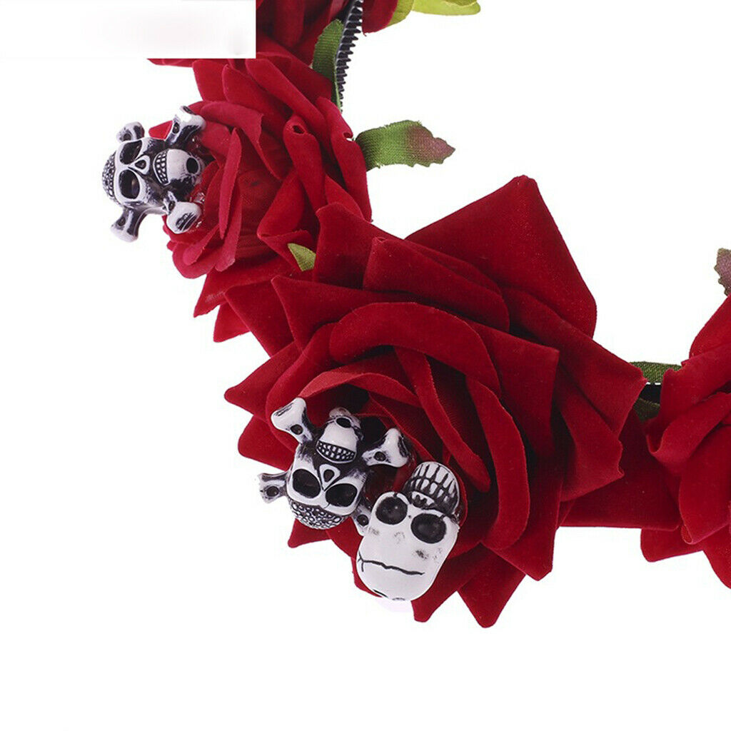 Rose Flower Floral Hair Crown Headband Halloween Day of the Dead Party Headdress
