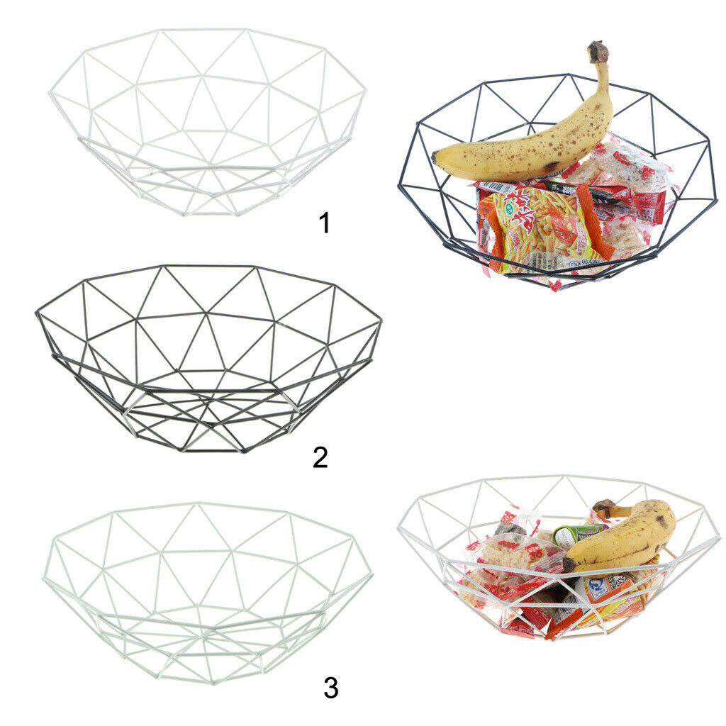 Fruit Basket Stand Sturdy Iron Storage Bowl Rack Display Organizer Decor