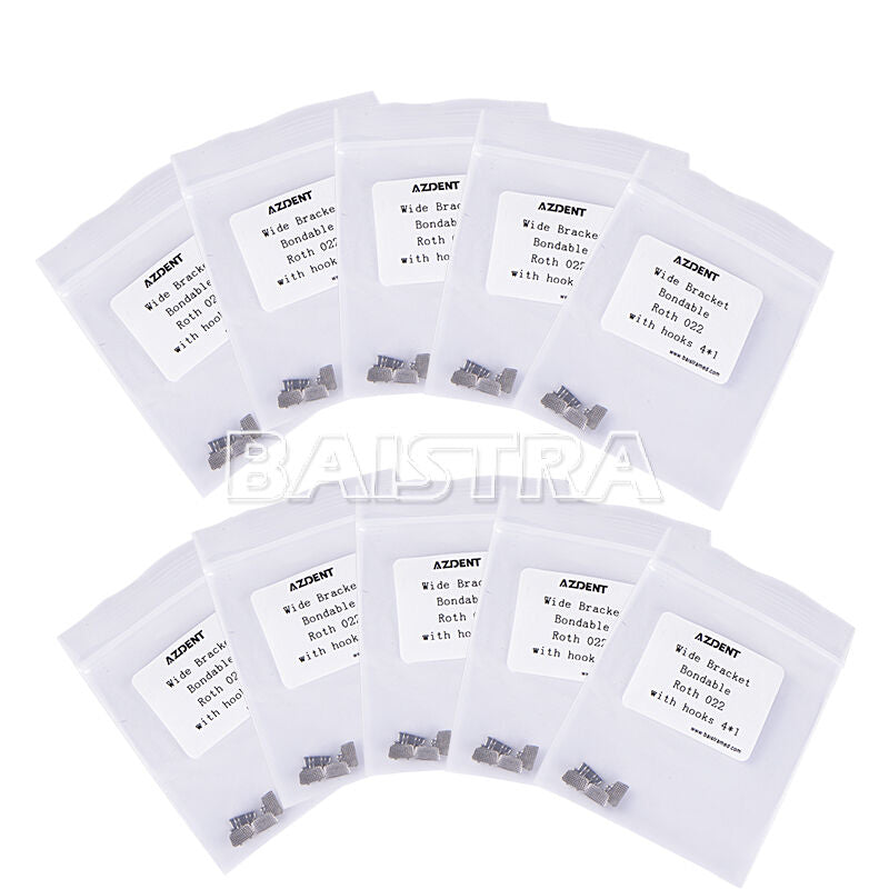 50X Dental Orthodontic 1st Molar Wide Brackets Bondable Roth 022 with Hooks