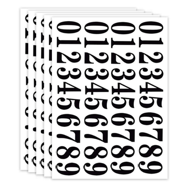 5 Sheets Repeatable Self-Adhesive Stickers Water Proof Address Number Decals