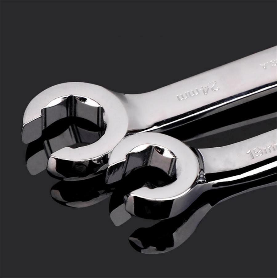 6Pcs/Set  6-19mm 6 Point Chrome Vanadium Steel Metric Flared Nut Spanner Wrench