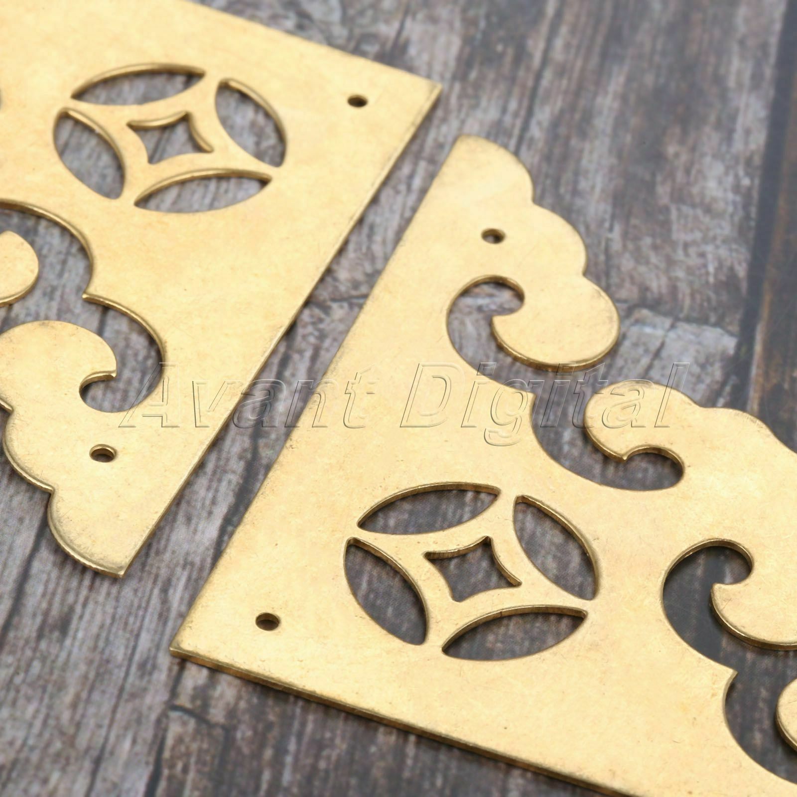 2Pcs Wooden Wine Gift Case Box Corner Decorative Protectors Metal Jewelry Chest