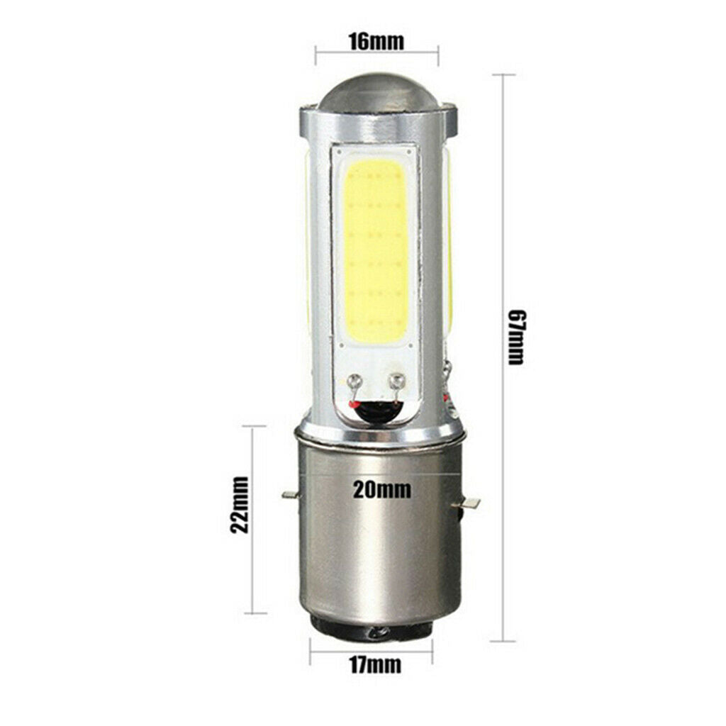 2pcs BA20D H6 4 COB LED White Bulb Light For Motorcycle Moped ATV Headlight